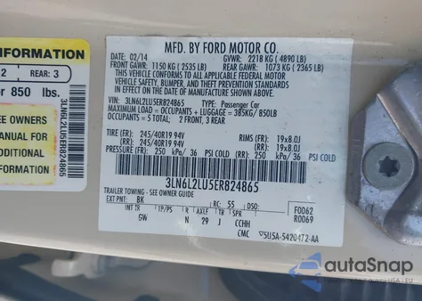 2014 Lincoln Mkz Hybrid z USA, uszkodzony, nr VIN 3LN6L2LU5ER824865